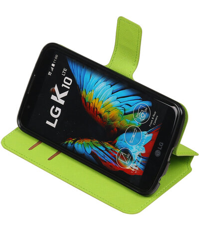 Groen LG K10 TPU wallet case booktype hoesje HM Book