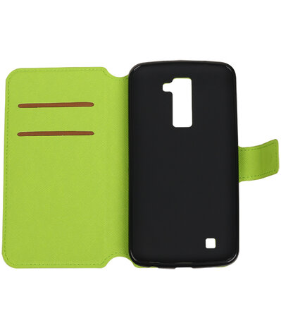 Groen LG K10 TPU wallet case booktype hoesje HM Book