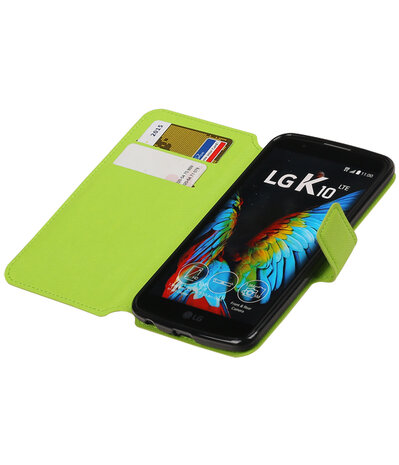 Groen LG K10 TPU wallet case booktype hoesje HM Book