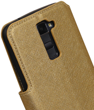 Goud LG K10 TPU wallet case booktype hoesje HM Book