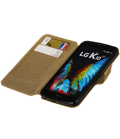 Goud LG K10 TPU wallet case booktype hoesje HM Book