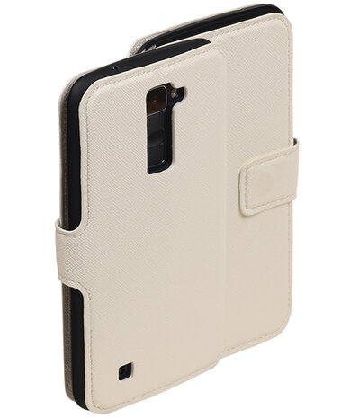 Wit LG K10 TPU wallet case booktype hoesje HM Book