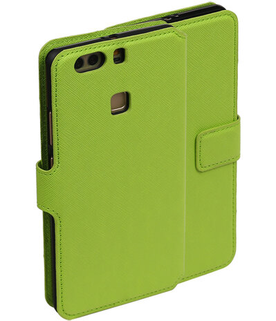 Groen Huawei P9 TPU wallet case booktype hoesje HM Book