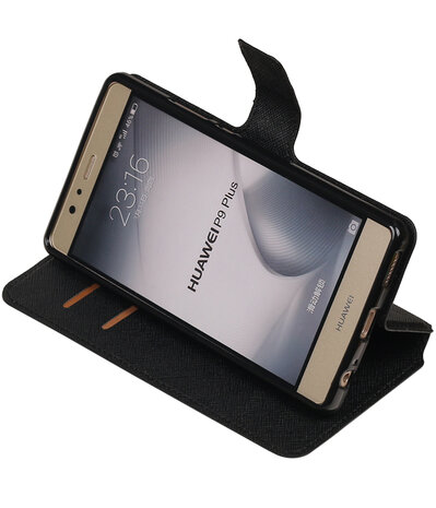 Zwart Huawei P9 Plus TPU wallet case booktype hoesje HM Book