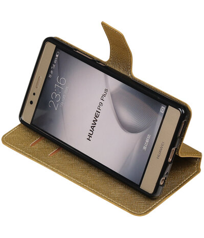 Goud Huawei P9 Plus TPU wallet case booktype hoesje HM Book