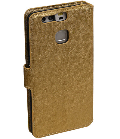 Goud Huawei P9 Plus TPU wallet case booktype hoesje HM Book