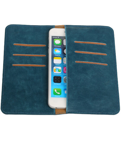 Blauw Pull-up Large Pu portemonnee wallet voor Apple iPhone 6 / 6s Plus