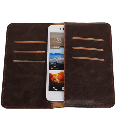 Mocca Pull-up Large Pu portemonnee wallet voor HTC