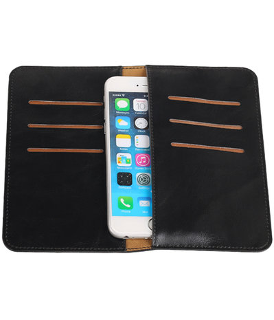 Zwart Pull-up Medium Pu portemonnee wallet voor Apple iPhone 6 / 6s