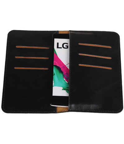 Zwart Pull-up Medium Pu portemonnee wallet voor LG