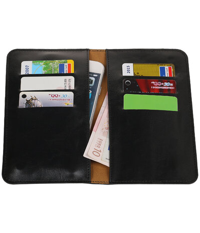 Zwart Pull-up Medium Pu portemonnee wallet voor LG