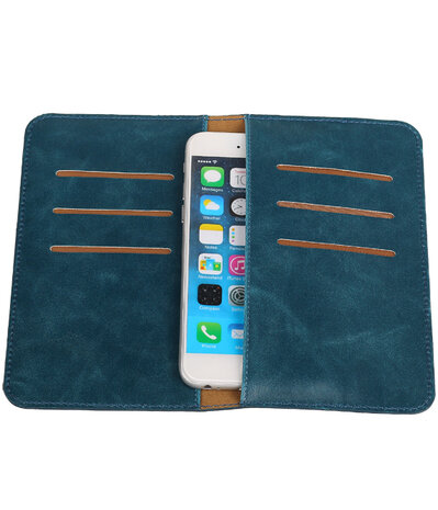 Blauw Pull-up Medium Pu portemonnee wallet voor Apple iPhone 6 / 6s