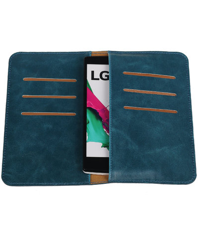 Blauw Pull-up Medium Pu portemonnee wallet voor LG
