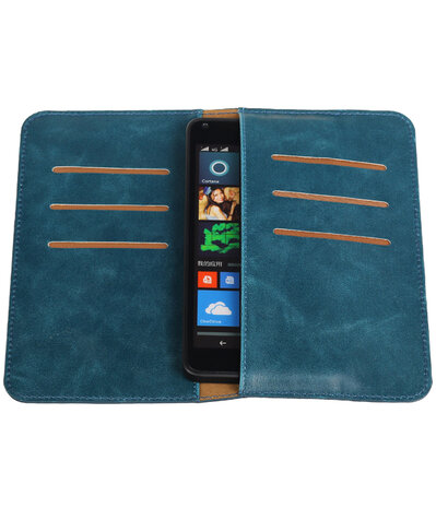 Blauw Pull-up Medium Pu portemonnee wallet voor Microsoft