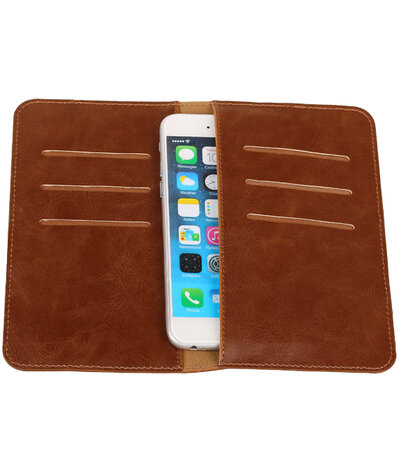 Bruin Pull-up Medium Pu portemonnee wallet voor Apple iPhone 6 / 6s