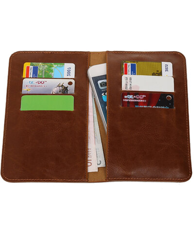 Bruin Pull-up Medium Pu portemonnee wallet voor LG