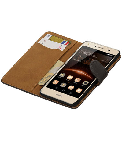 Grijs Hout booktype wallet cover hoesje voor Huawei Y3 II