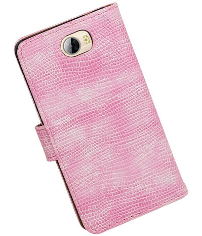 Roze Mini Slang booktype wallet cover hoesje voor Huawei Y5 II