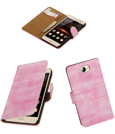 Roze Mini Slang booktype wallet cover hoesje voor Huawei Y5 II