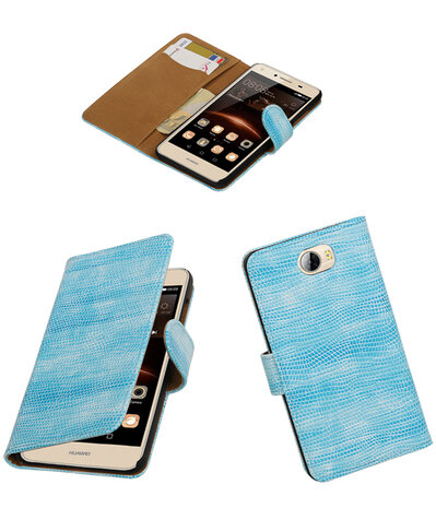 Turquoise Mini Slang booktype wallet cover hoesje voor Huawei Y5 II