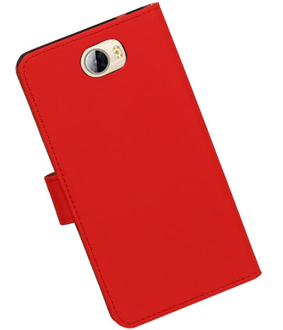 Rood Effen booktype wallet cover hoesje voor Huawei Y5 II