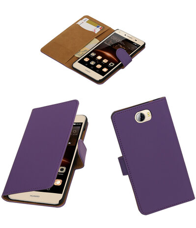 Paars Effen booktype wallet cover hoesje voor Huawei Y5 II