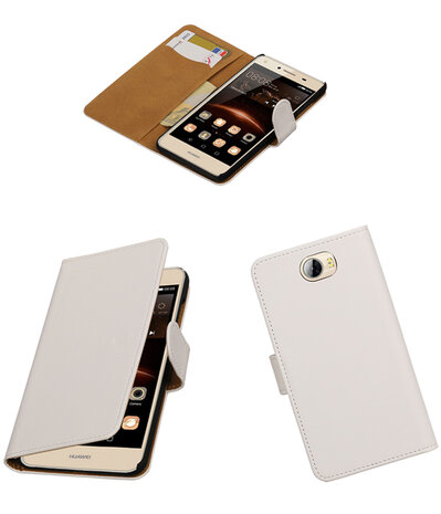 Wit Effen booktype wallet cover hoesje voor Huawei Y5 II