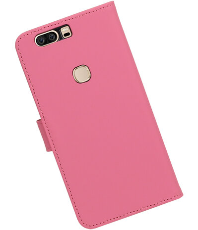 Roze Effen booktype wallet cover hoesje voor Huawei Honor V8