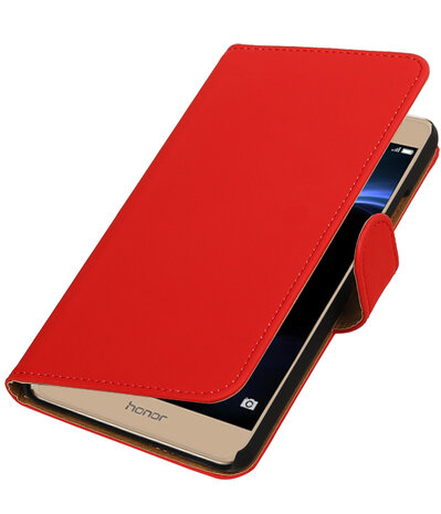 Rood Effen booktype wallet cover hoesje voor Huawei Honor V8