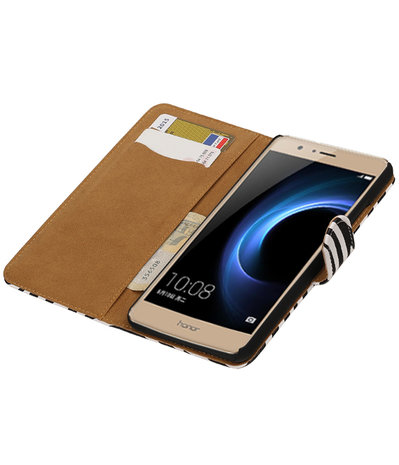 Zebra booktype wallet cover hoesje voor Huawei Honor V8