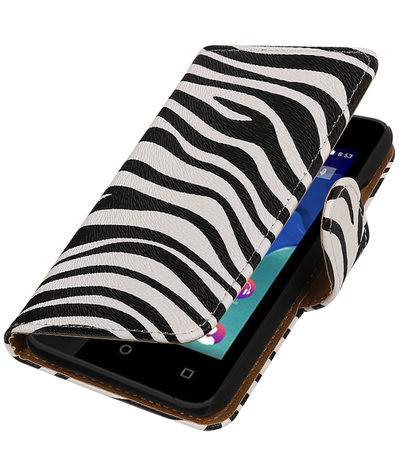 Zebra booktype wallet cover hoesje voor Wiko Sunset 2