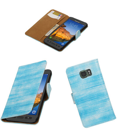 Turquoise Mini Slang booktype wallet cover hoesje voor Samsung Galaxy S7 Active