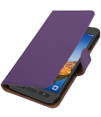 Paars Effen booktype wallet cover hoesje voor Samsung Galaxy S7 Active