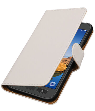 Wit Effen booktype wallet cover hoesje voor Samsung Galaxy S7 Active