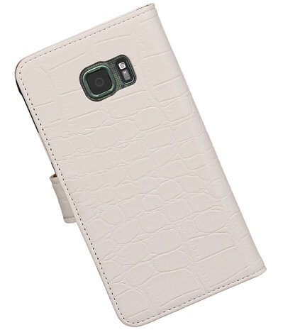 Wit Krokodil booktype wallet cover hoesje voor Samsung Galaxy S7 Active