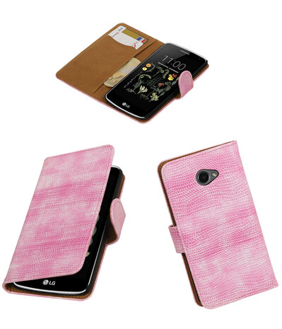 Roze Mini Slang booktype wallet cover hoesje voor LG K5