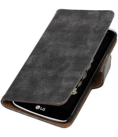 Grijs Mini Slang booktype wallet cover hoesje voor LG K5