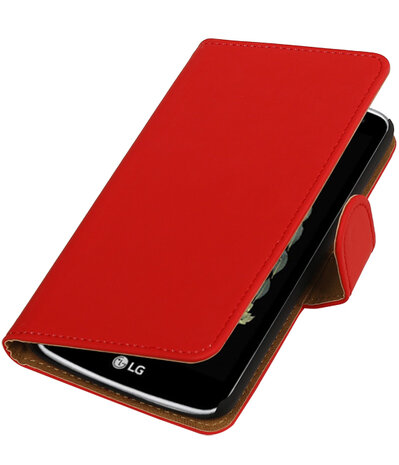 Rood Effen booktype wallet cover hoesje voor LG K5
