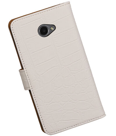 Wit Krokodil booktype wallet cover hoesje voor LG K5