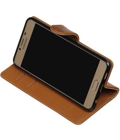 Bruin Pull-Up PU booktype wallet hoesje voor Samsung Galaxy C5