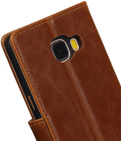 Bruin Pull-Up PU booktype wallet hoesje voor Samsung Galaxy C5