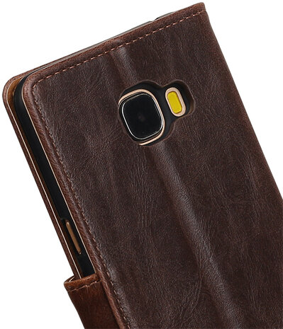 Mocca Pull-Up PU booktype wallet hoesje voor Samsung Galaxy C5