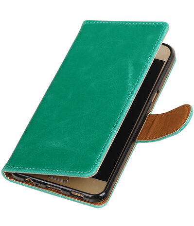 Groen Pull-Up PU booktype wallet hoesje voor Samsung Galaxy C5