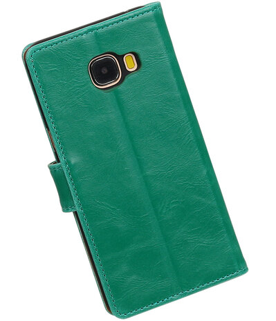 Groen Pull-Up PU booktype wallet hoesje voor Samsung Galaxy C5