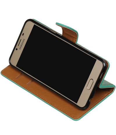 Groen Pull-Up PU booktype wallet hoesje voor Samsung Galaxy C5