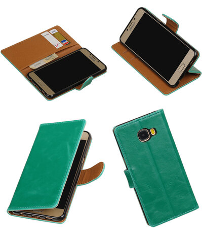 Groen Pull-Up PU booktype wallet hoesje voor Samsung Galaxy C5