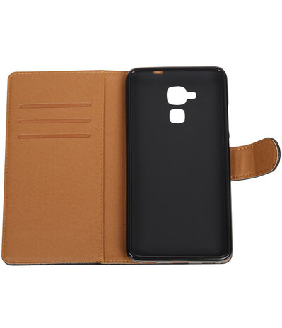 Zwart Pull-Up PU booktype wallet hoesje voor Huawei Honor 5c