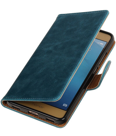 Blauw Pull-Up PU booktype wallet hoesje voor Huawei Honor 5c