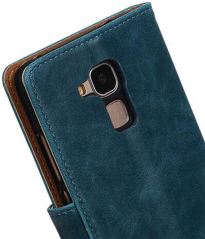 Blauw Pull-Up PU booktype wallet hoesje voor Huawei Honor 5c
