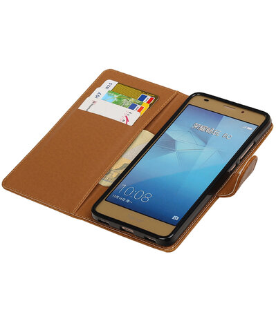 Bruin Pull-Up PU booktype wallet hoesje voor Huawei Honor 5c